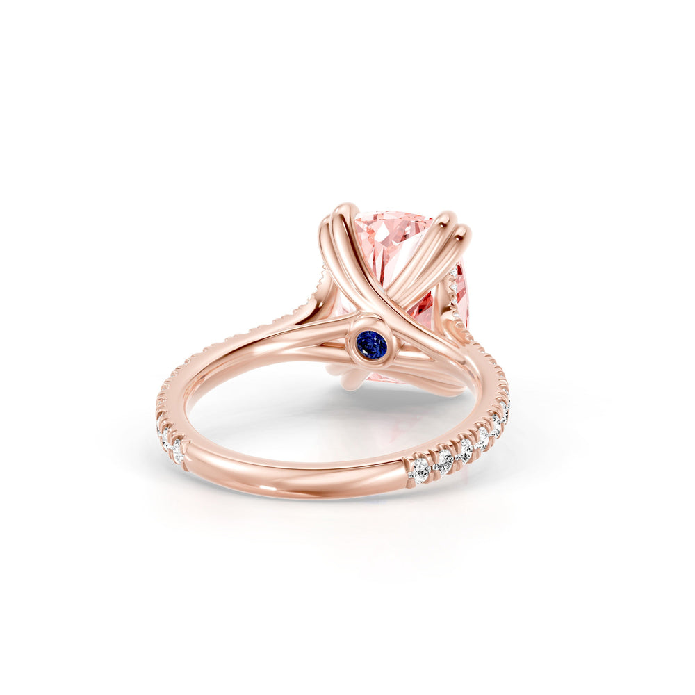 Elle Cushion Cut Pink Lab Diamond Solitaire Engagement Ring image 3