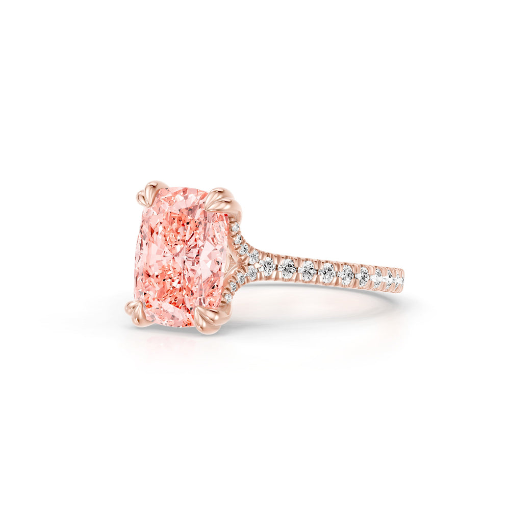 Elle Cushion Cut Pink Lab Diamond Solitaire Engagement Ring image 2