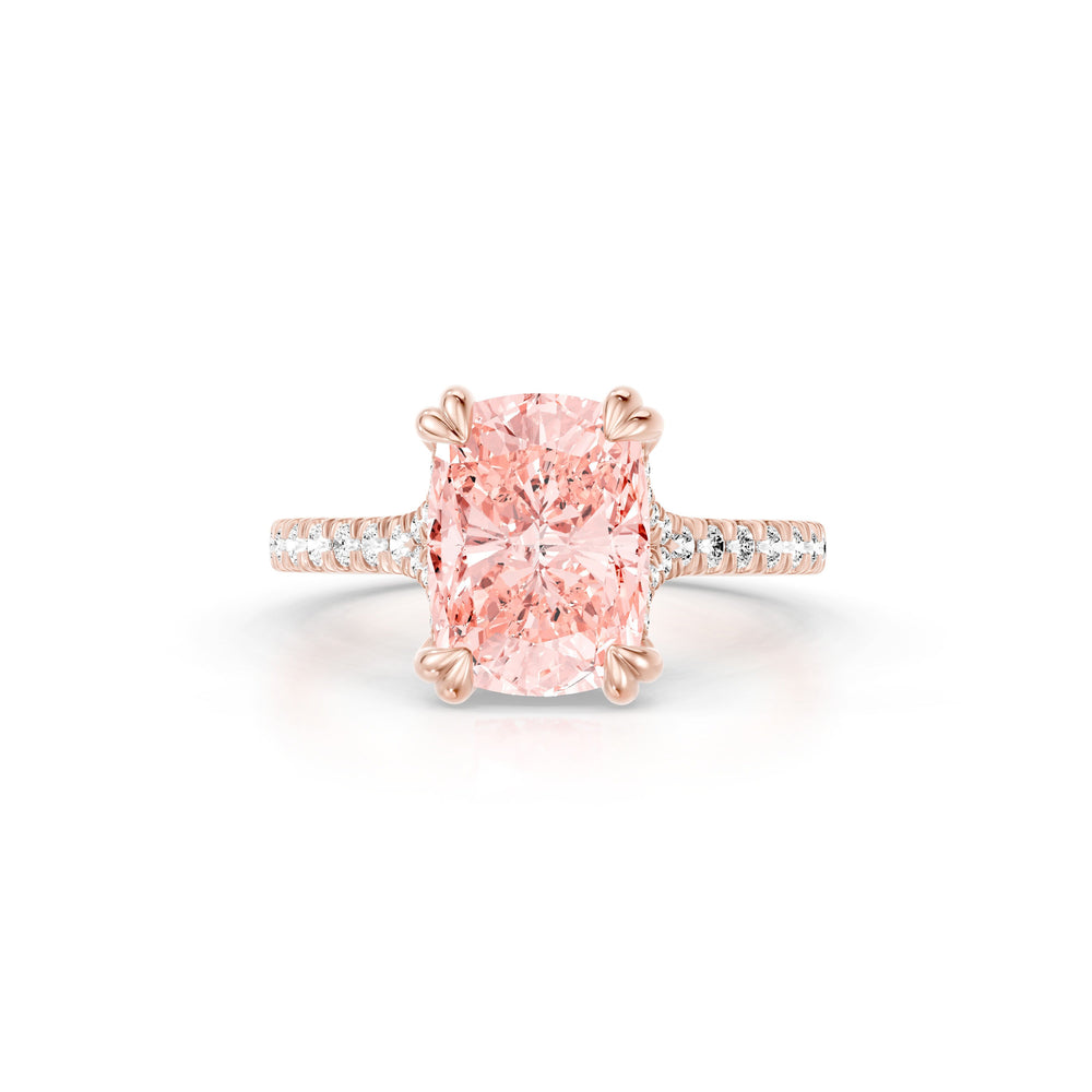 Elle Cushion Cut Pink Lab Diamond Solitaire Engagement Ring image 1