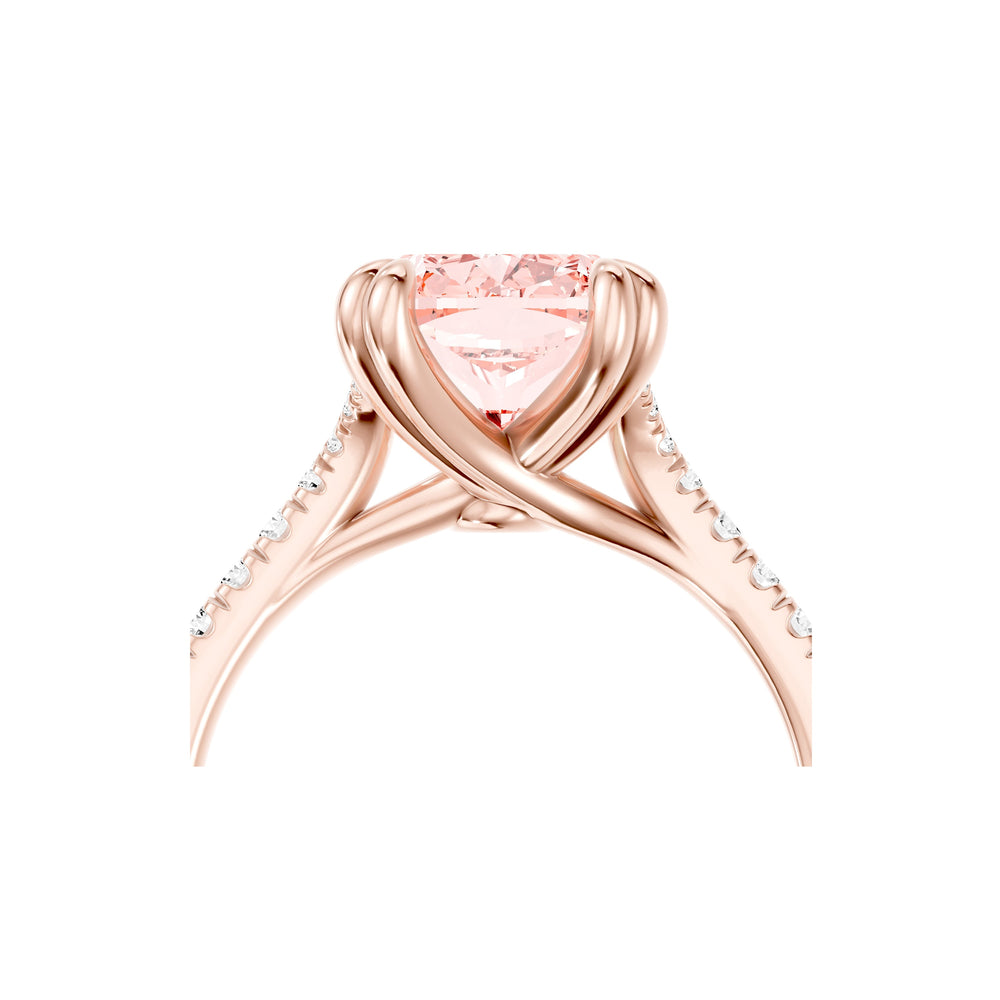 Elle Cushion Cut Pink Lab Diamond Solitaire Engagement Ring image 5