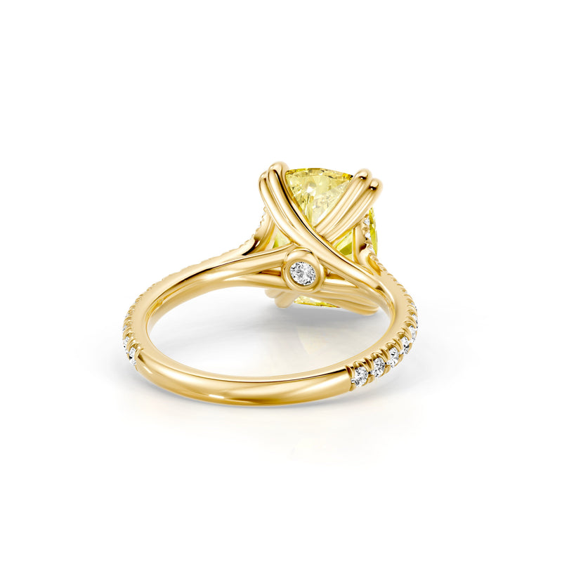 Elle Elongated Cushion Solitaire Lab Yellow Diamond Engagement Ring image 3