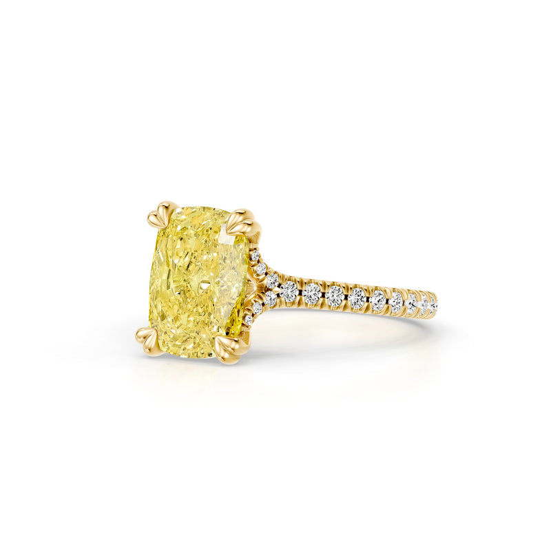 Elle Elongated Cushion Solitaire Lab Yellow Diamond Engagement Ring image 2
