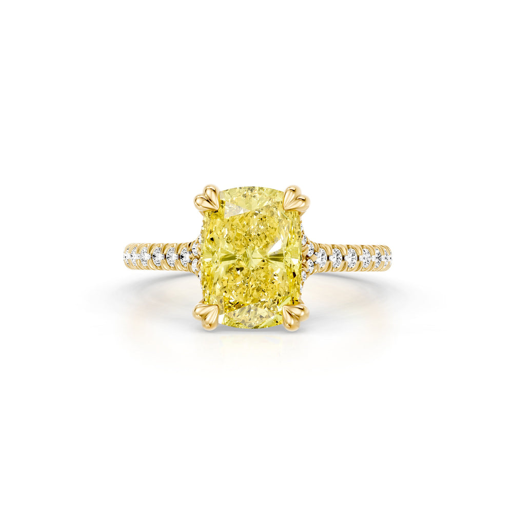 Elle Elongated Cushion Solitaire Lab Yellow Diamond Engagement Ring image 1