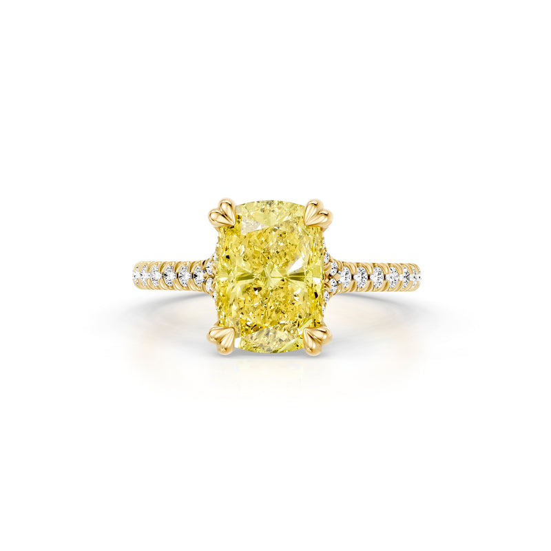 Elle Elongated Cushion Solitaire Lab Yellow Diamond Engagement Ring image 1