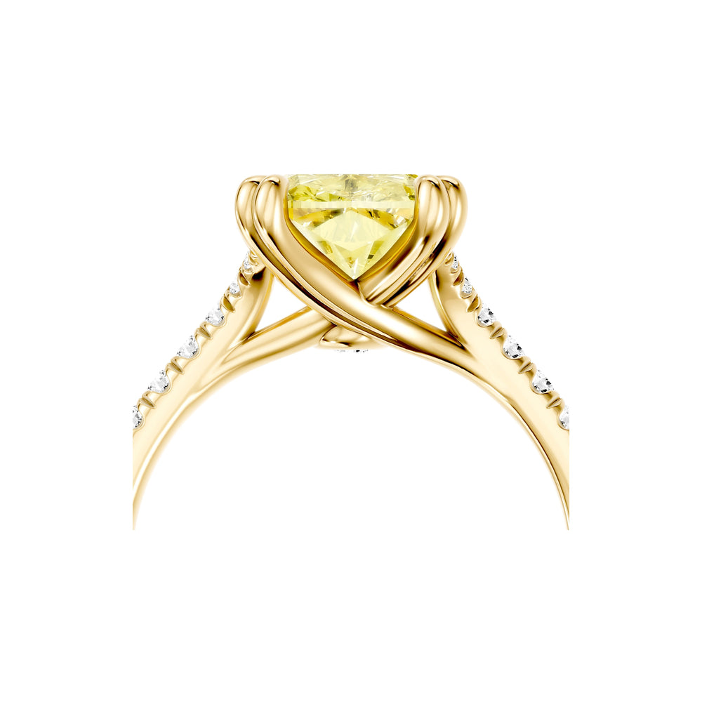 Elle Elongated Cushion Solitaire Lab Yellow Diamond Engagement Ring image 5
