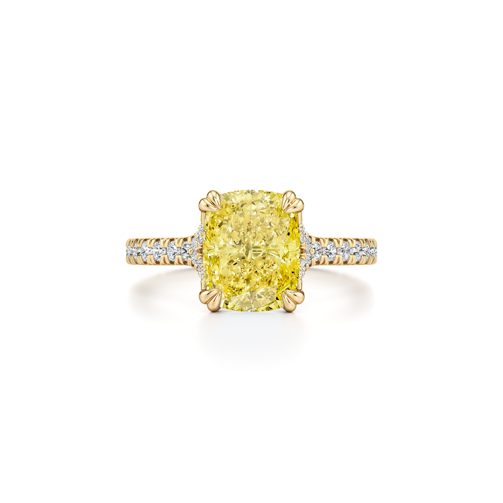 Elle Elongated Cushion Cut Solitaire Yellow Diamond Engagement Ring image 1