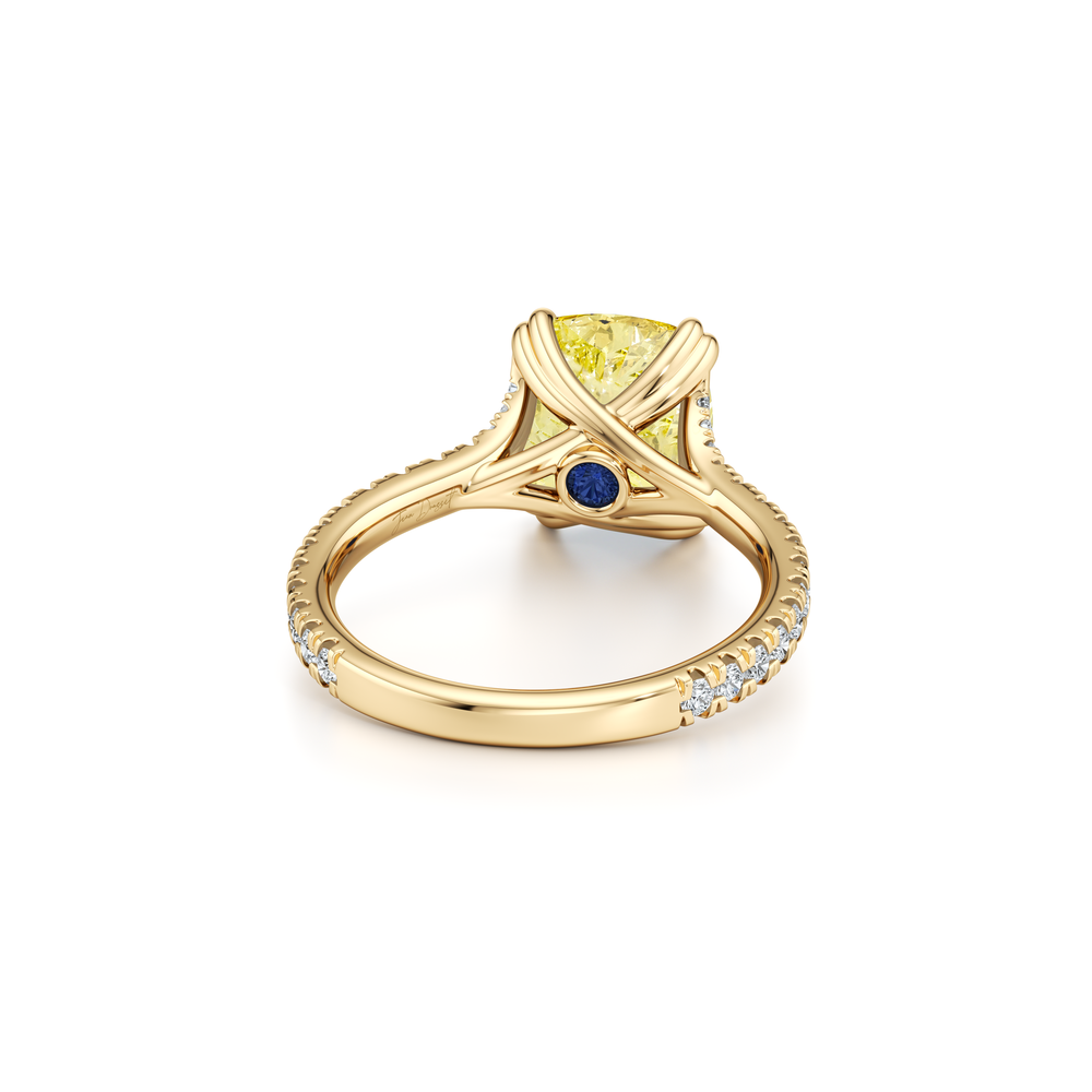 Elle Elongated Cushion Cut Solitaire Yellow Diamond Engagement Ring image 3