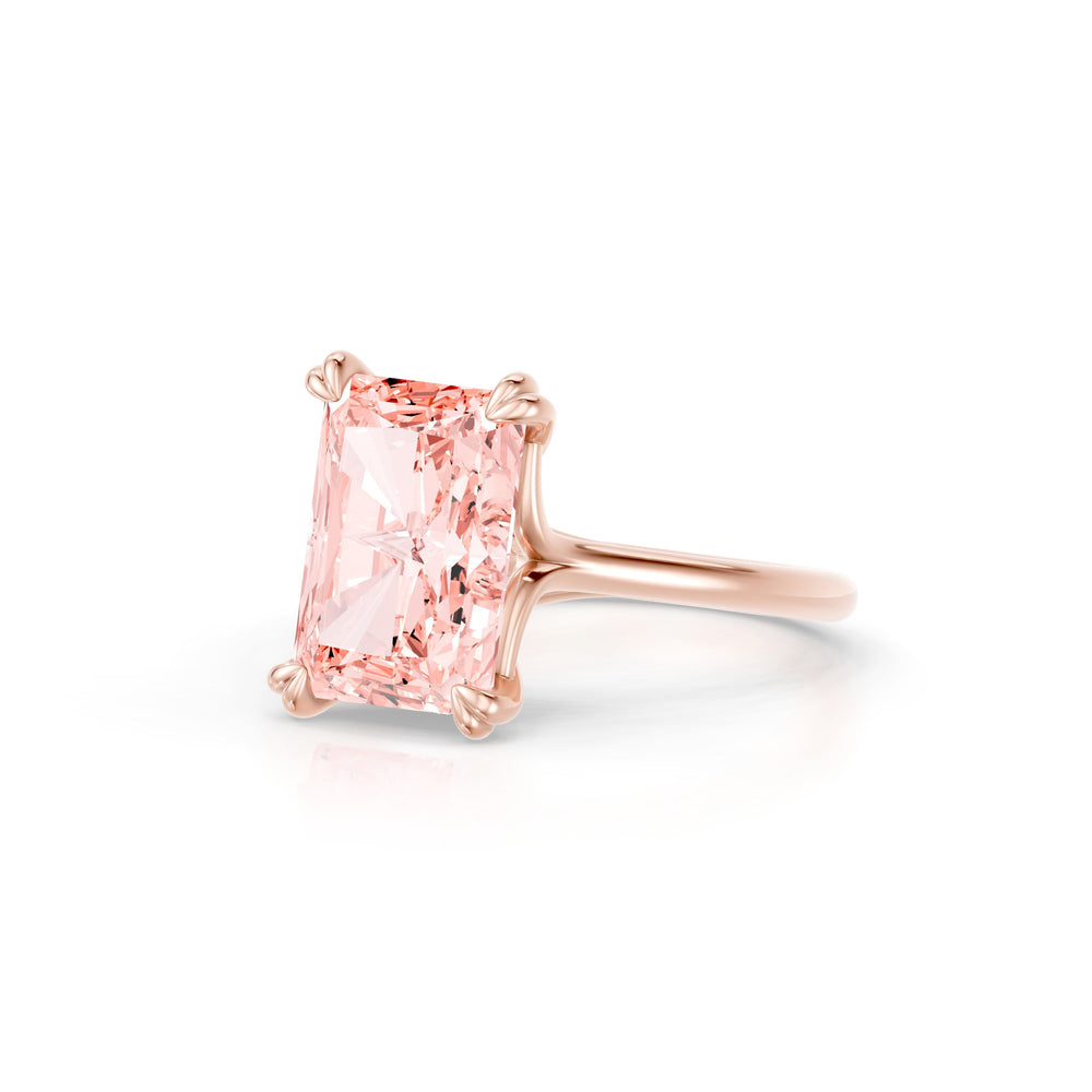 Elle Radiant Cut Pink Lab Diamond Solitaire Engagement Ring image 2