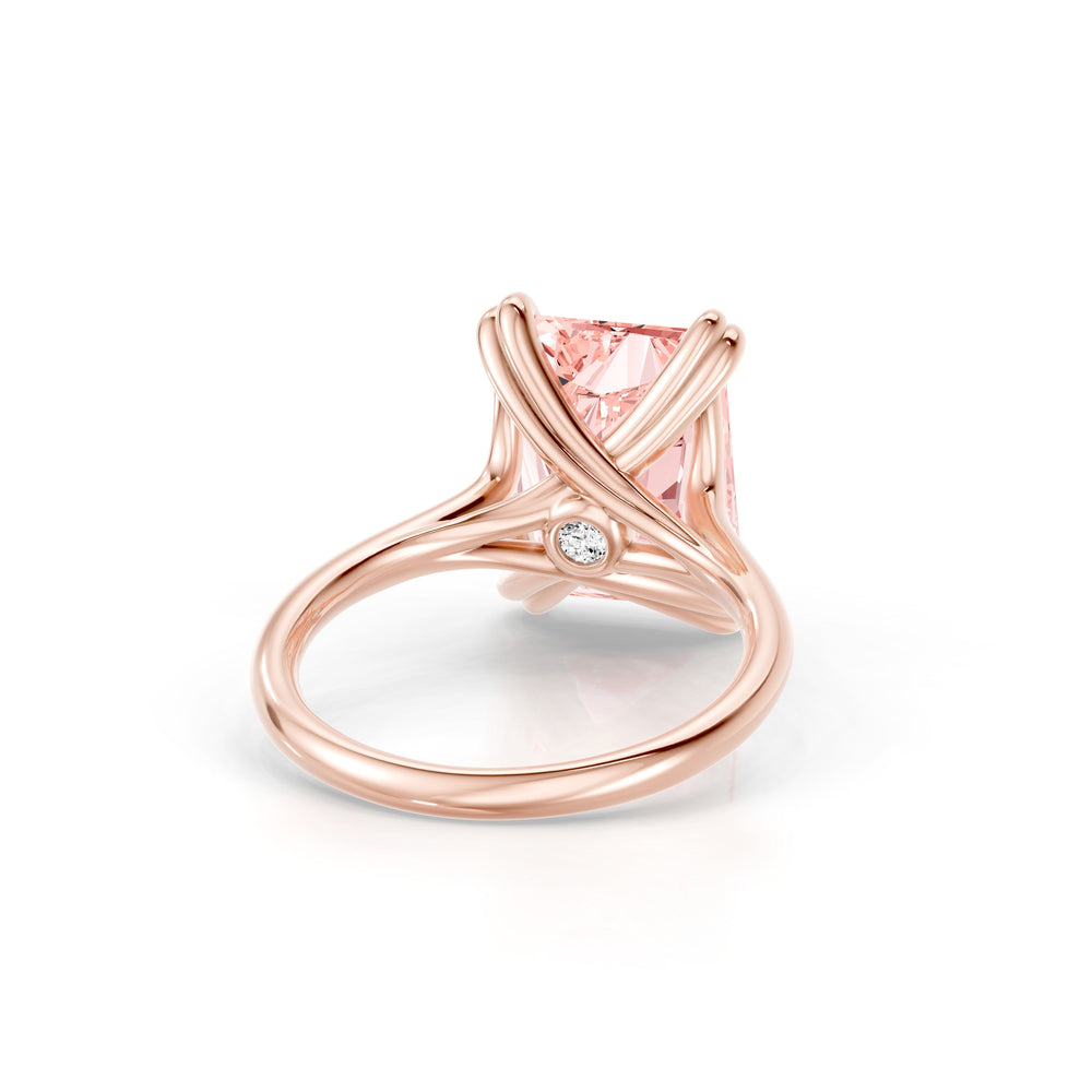 Elle Radiant Cut Pink Lab Diamond Solitaire Engagement Ring image 3