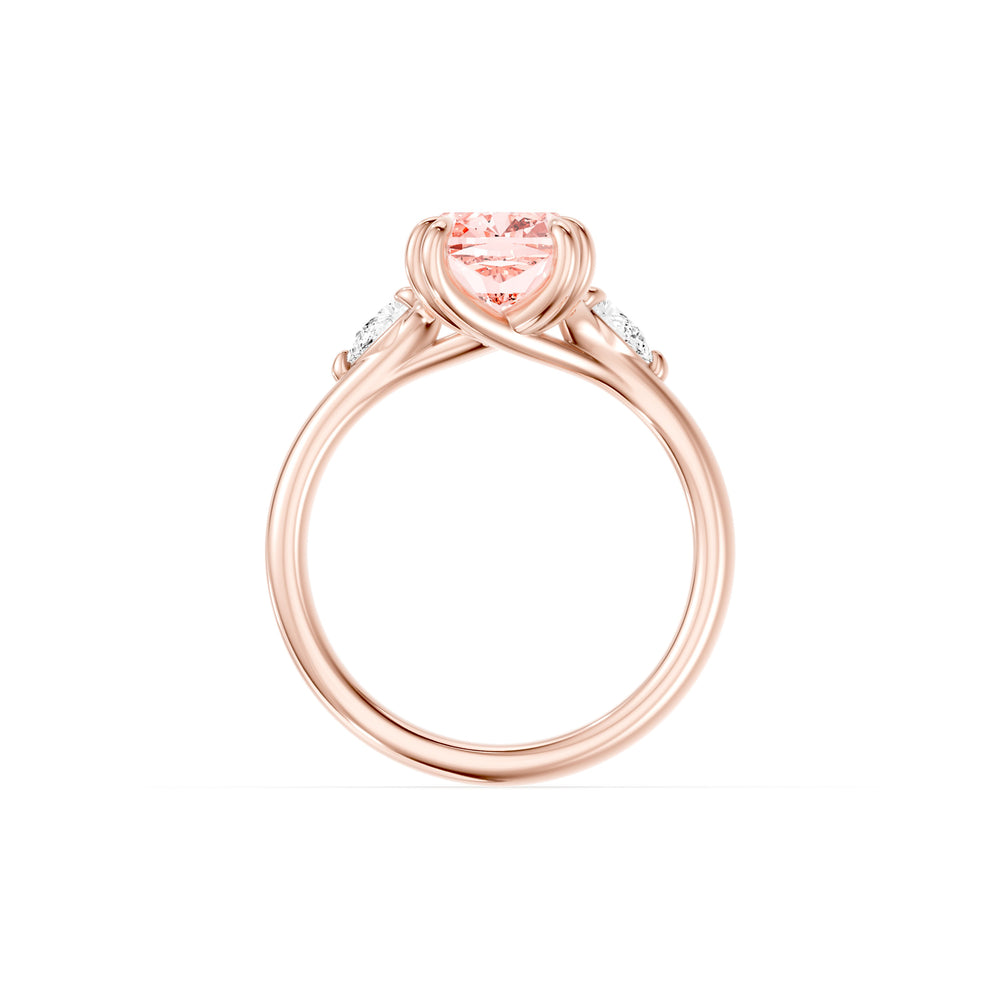 Jane Cushion Cut Pink Lab Diamond Three Stone Engagement Ring image 4