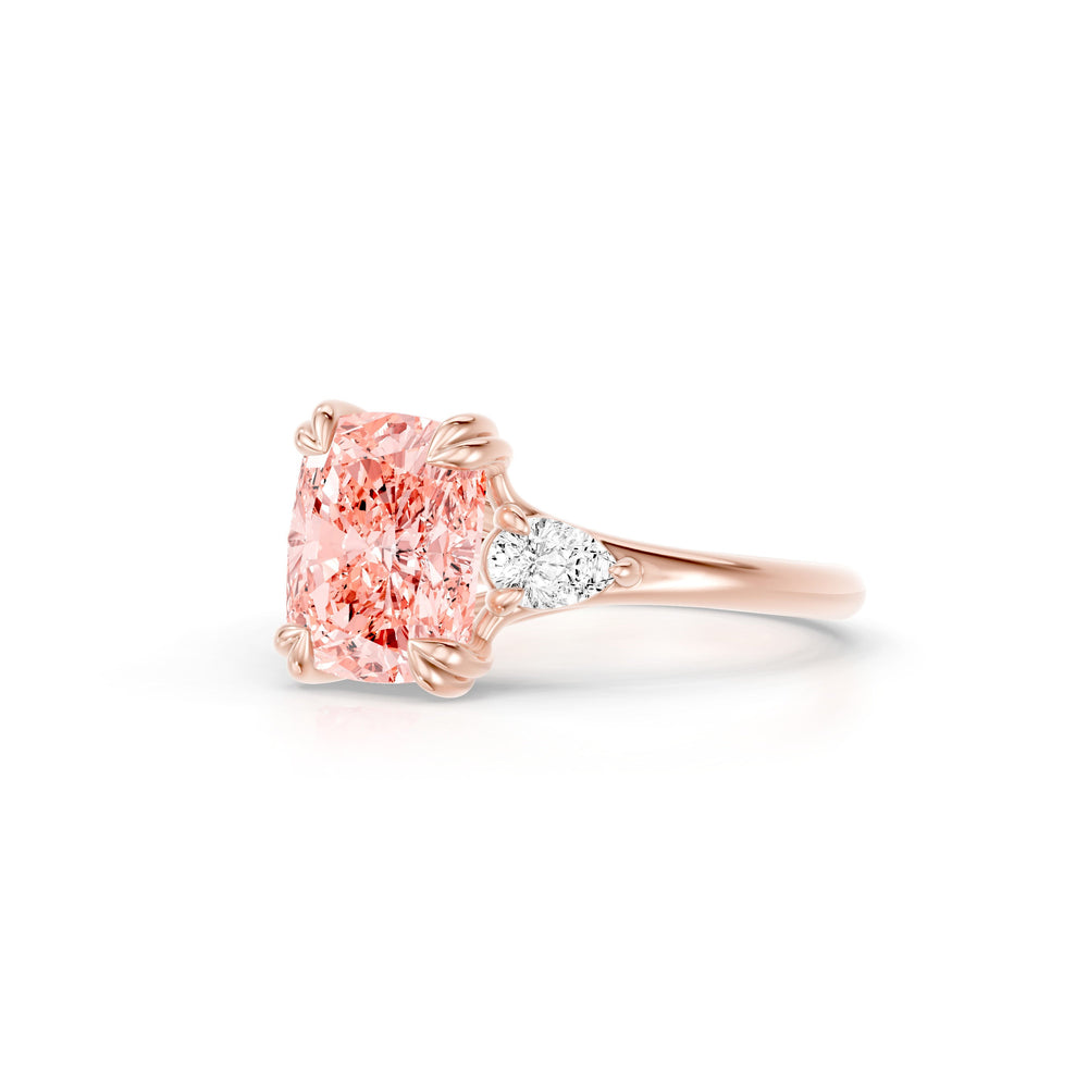 Jane Cushion Cut Pink Lab Diamond Three Stone Engagement Ring image 2