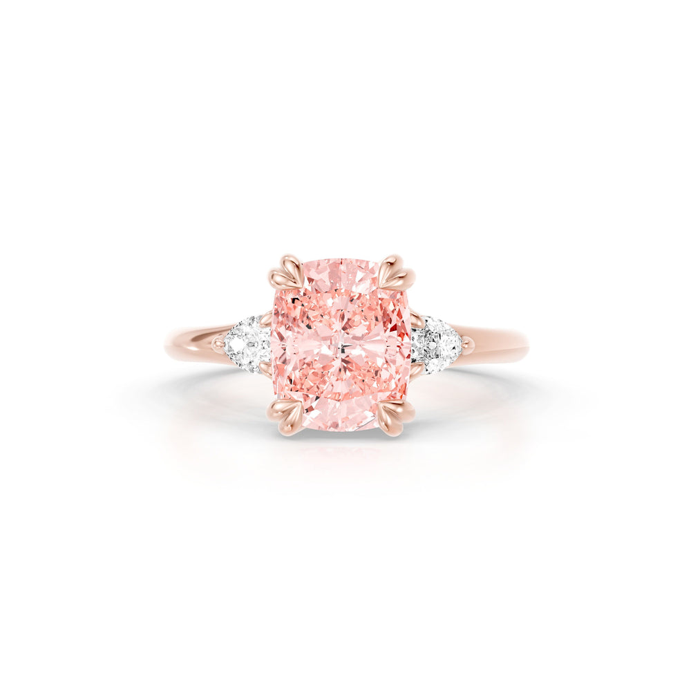 Jane Cushion Cut Pink Lab Diamond Three Stone Engagement Ring image 1