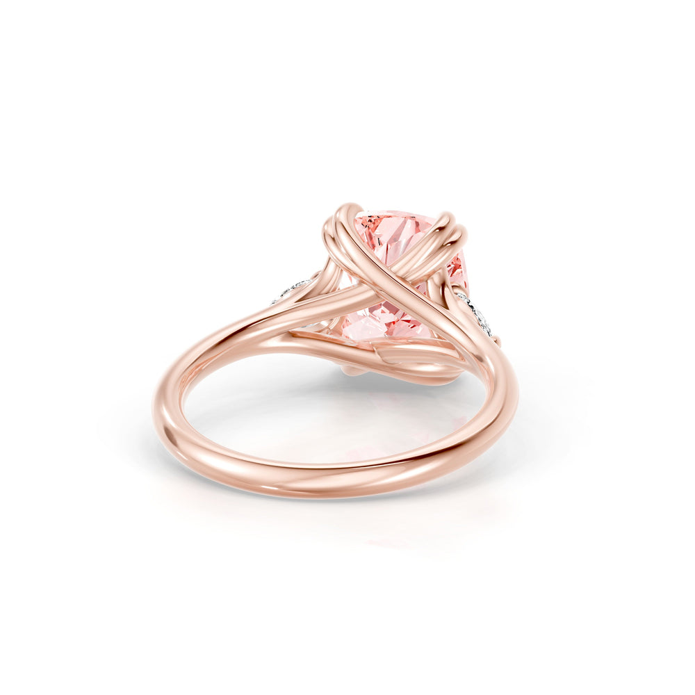 Jane Cushion Cut Pink Lab Diamond Three Stone Engagement Ring image 3