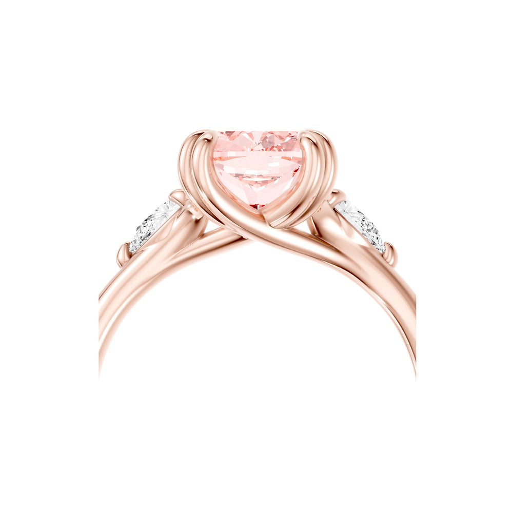 Jane Cushion Cut Pink Lab Diamond Three Stone Engagement Ring image 5