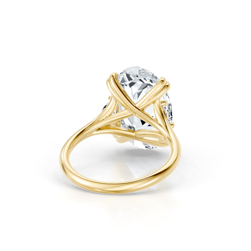 High Jewelry | Jane Oval Cut Half Moon Three Stone Lab Diamond Engagement Ring image 3