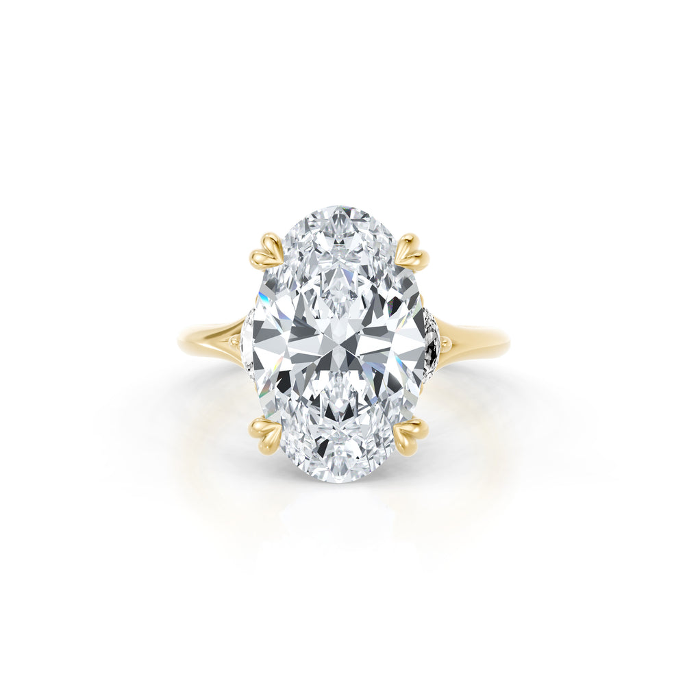 High Jewelry | Jane Oval Cut Half Moon Three Stone Lab Diamond Engagement Ring image 1