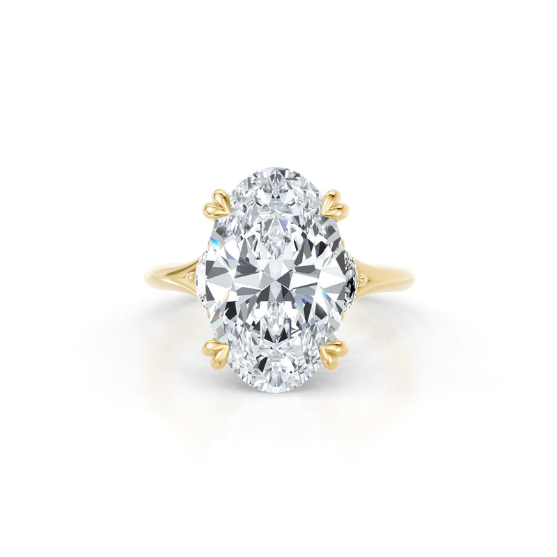 High Jewelry | Jane Oval Cut Half Moon Three Stone Lab Diamond Engagement Ring image 1