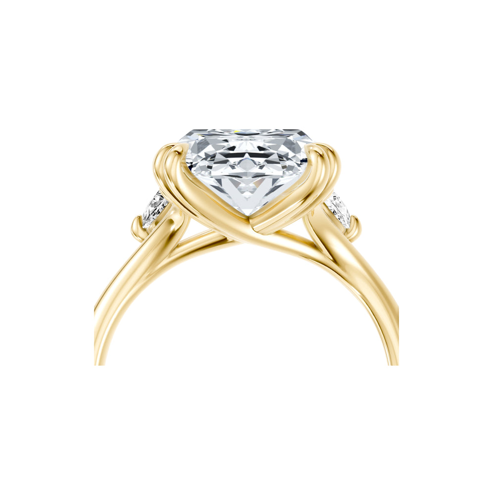 High Jewelry | Jane Oval Cut Half Moon Three Stone Lab Diamond Engagement Ring image 5