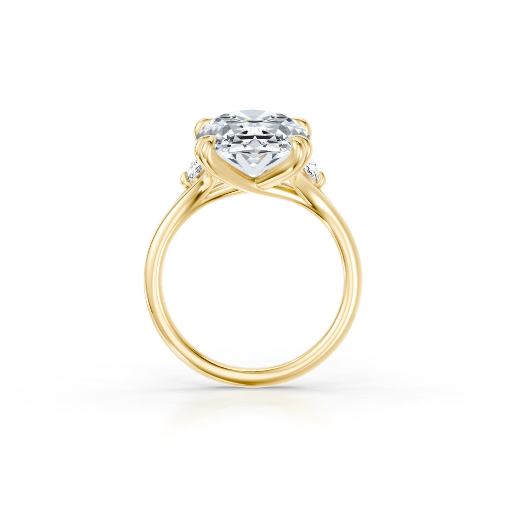 High Jewelry | Jane Oval Cut Half Moon Three Stone Lab Diamond Engagement Ring image 4