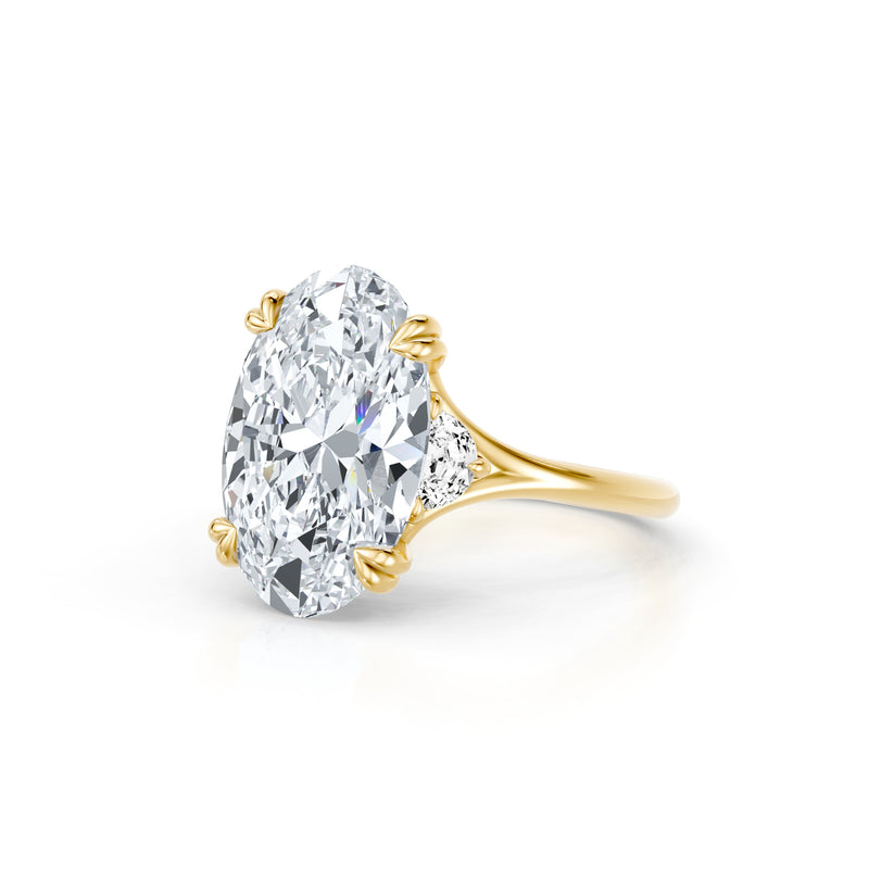 High Jewelry | Jane Oval Cut Half Moon Three Stone Lab Diamond Engagement Ring image 2