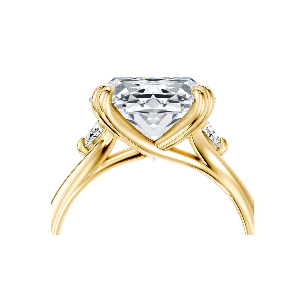 High Jewelry | Jane Oval Cut Half Moon Three Stone Lab Diamond Engagement Ring image 5