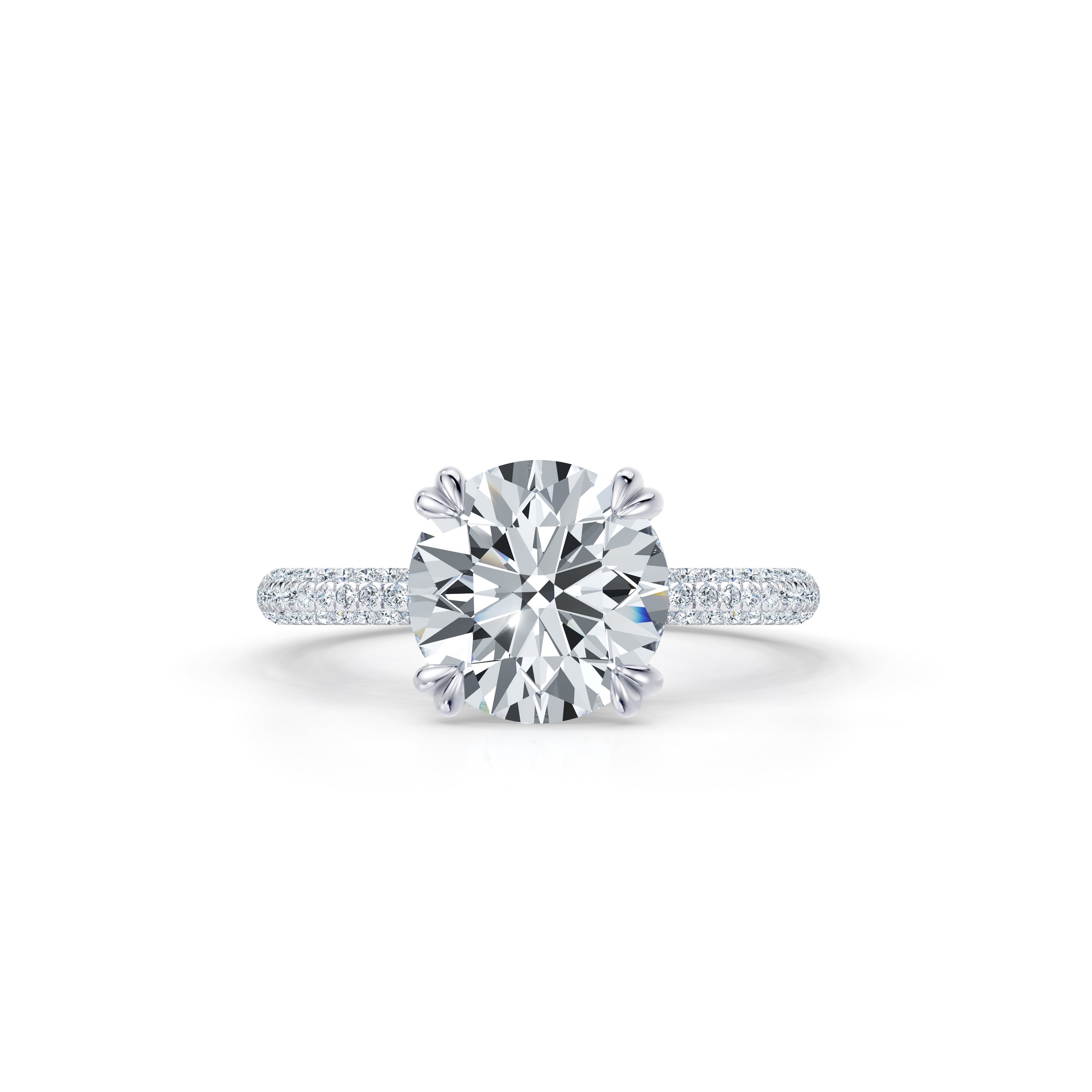 Audrey JD Signature Three Row Pavé Solitaire Engagement Ring | Jean Dousset