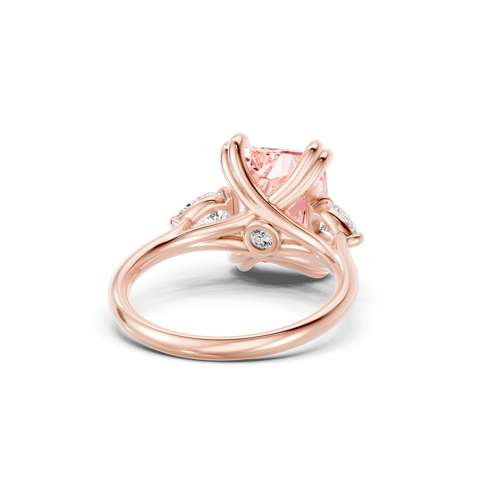 Elle Radiant Cut Pink Three Stone Lab Diamond Engagement Ring image 3
