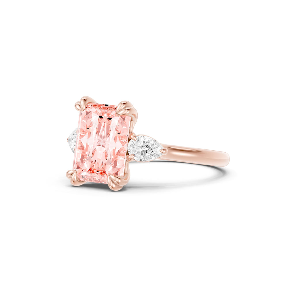 Elle Radiant Cut Pink Three Stone Lab Diamond Engagement Ring image 2