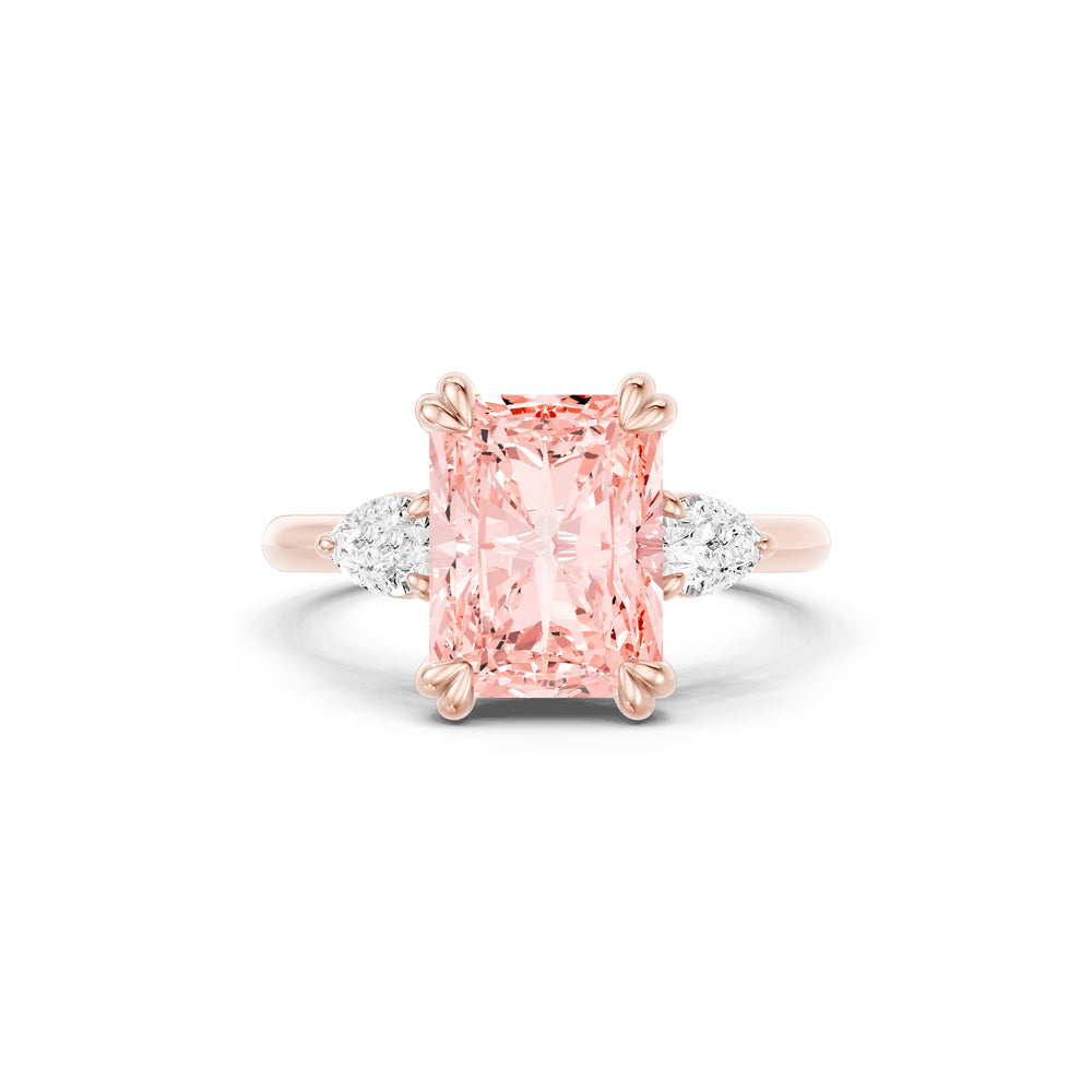 Elle Radiant Cut Pink Three Stone Lab Diamond Engagement Ring image 1