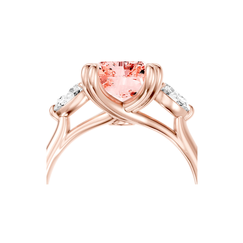 Elle Radiant Cut Pink Three Stone Lab Diamond Engagement Ring image 5