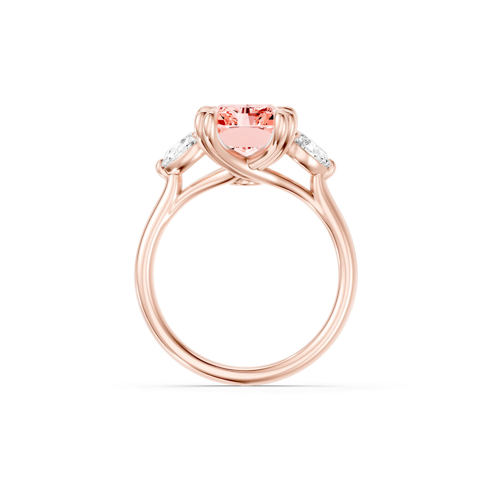 Elle Radiant Cut Pink Three Stone Lab Diamond Engagement Ring image 4