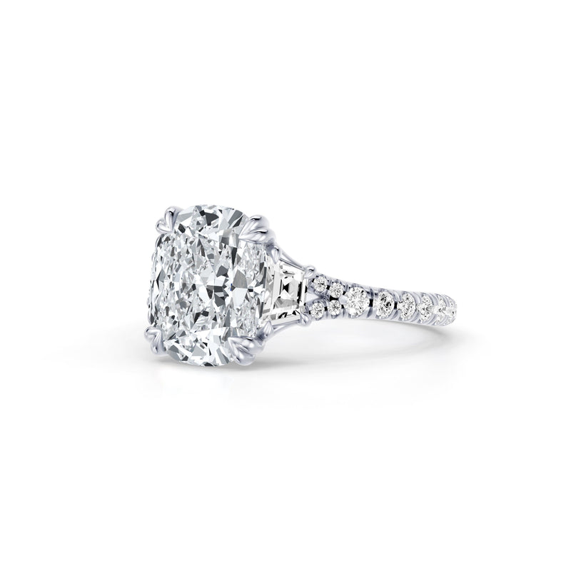 Jane Trapezoid Three Stone Lab Diamond Engagement Ring - One Row Pavé image 122