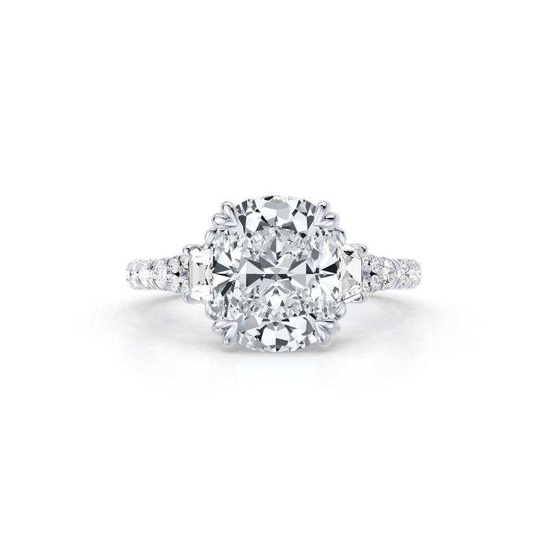 Jane Trapezoid Three Stone Lab Diamond Engagement Ring - One Row Pavé image 121