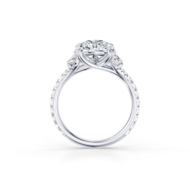 Jane Trapezoid Three Stone Lab Diamond Engagement Ring - One Row Pavé image 124