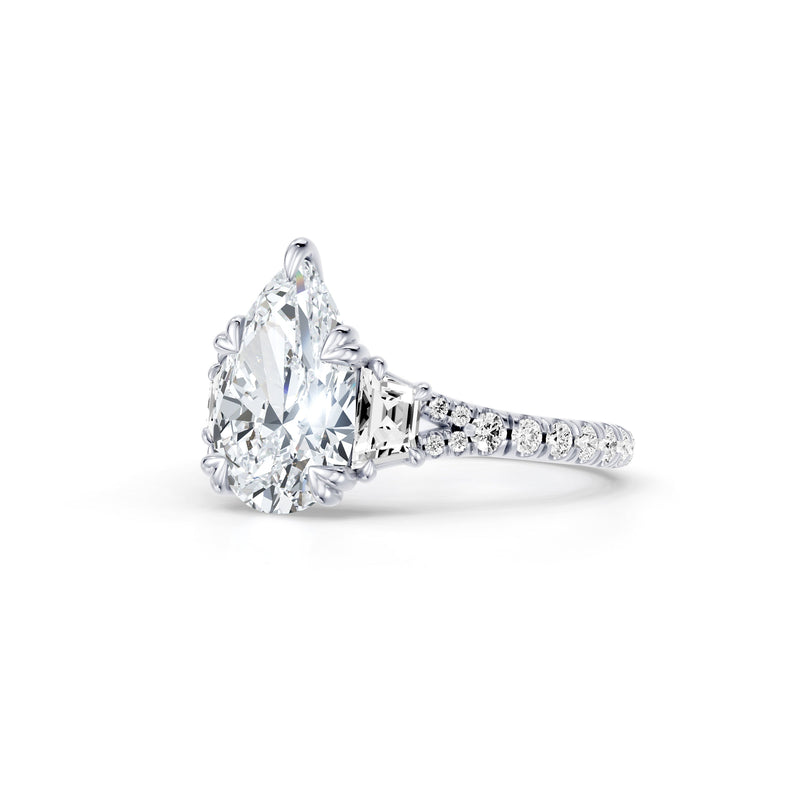 Jane Trapezoid Three Stone Lab Diamond Engagement Ring - One Row Pavé image 82