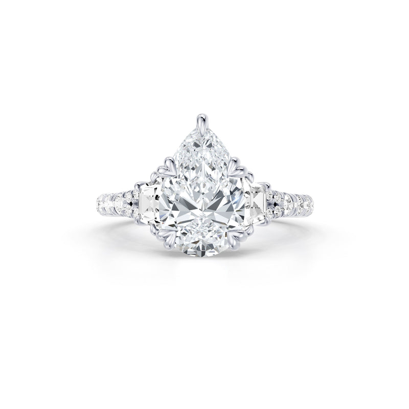Jane Trapezoid Three Stone Lab Diamond Engagement Ring - One Row Pavé image 81