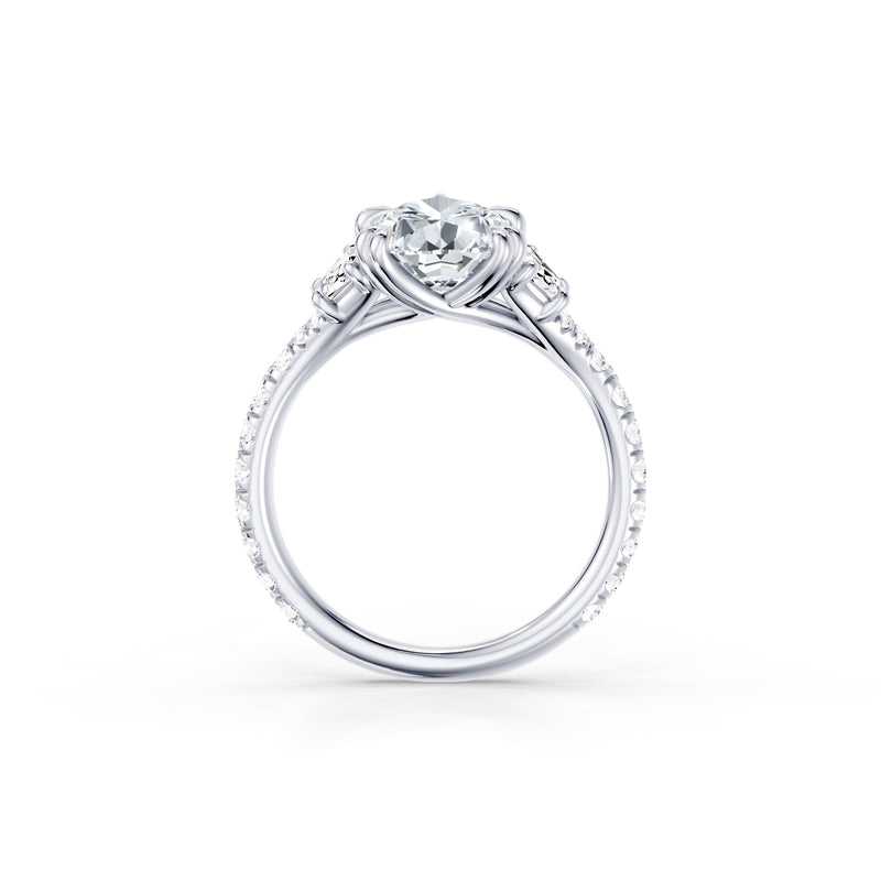 Jane Trapezoid Three Stone Lab Diamond Engagement Ring - One Row Pavé image 84