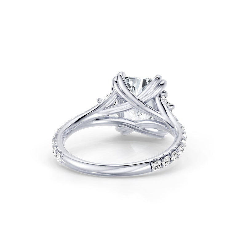 Jane Trapezoid Three Stone Lab Diamond Engagement Ring - One Row Pavé image 3