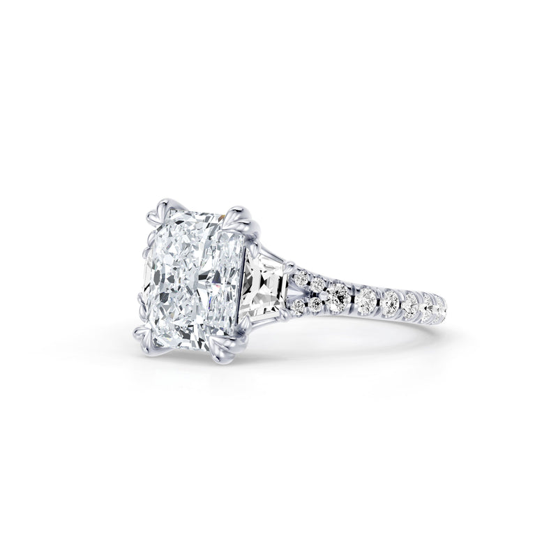 Jane Trapezoid Three Stone Lab Diamond Engagement Ring - One Row Pavé image 2