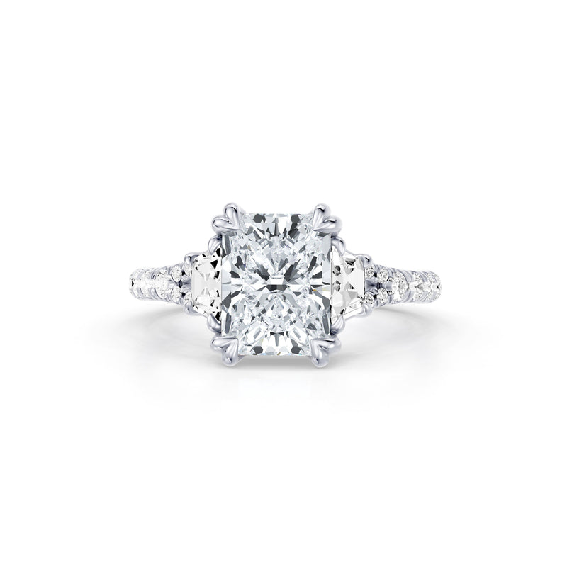 Jane Trapezoid Three Stone Lab Diamond Engagement Ring - One Row Pavé image 1