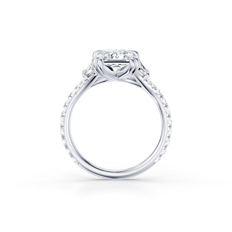 Jane Trapezoid Three Stone Lab Diamond Engagement Ring - One Row Pavé image 4