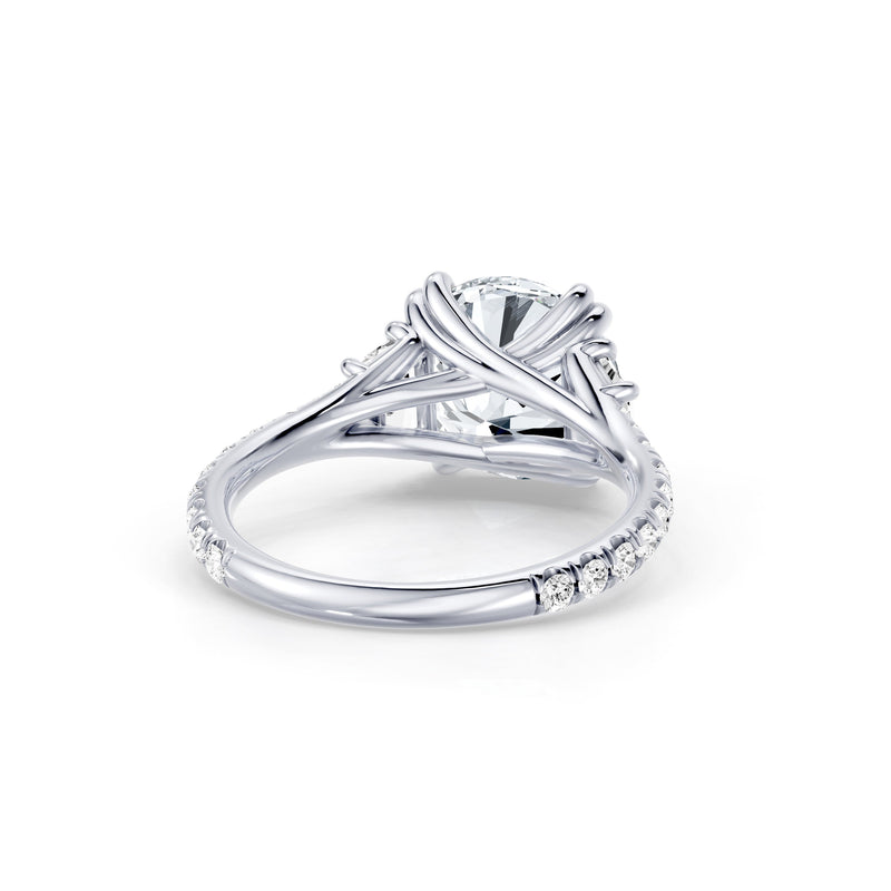 Jane Trapezoid Three Stone Lab Diamond Engagement Ring - One Row Pavé image 23