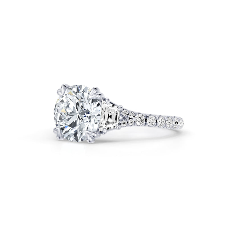 Jane Trapezoid Three Stone Lab Diamond Engagement Ring - One Row Pavé image 22