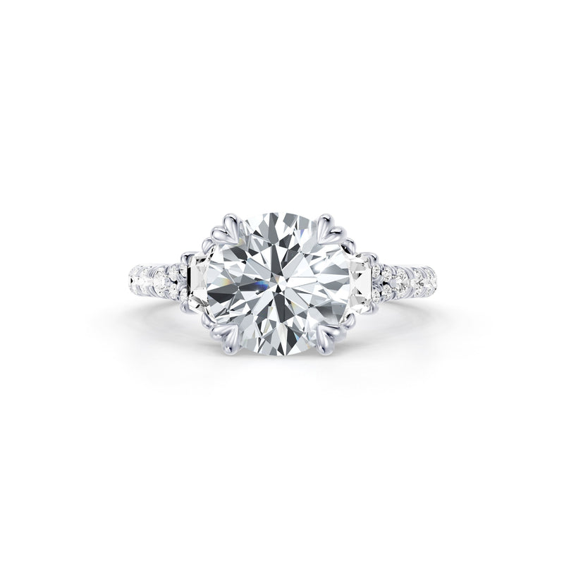 Jane Trapezoid Three Stone Lab Diamond Engagement Ring - One Row Pavé image 21