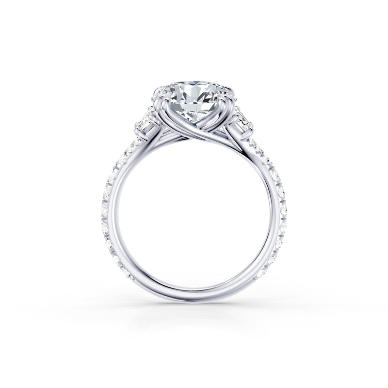Jane Trapezoid Three Stone Lab Diamond Engagement Ring - One Row Pavé image 24