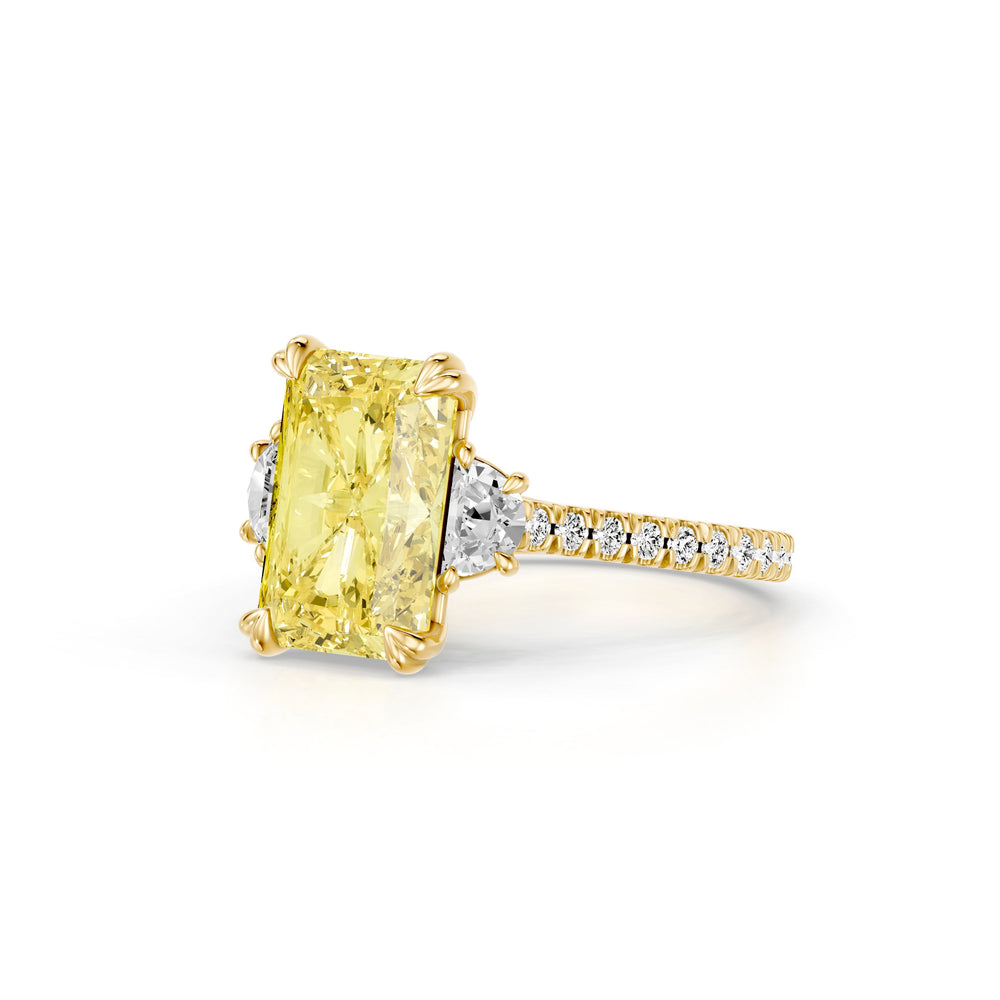 Elle Radiant Cut Yellow Lab Diamond Three Stone Engagement Ring image 2