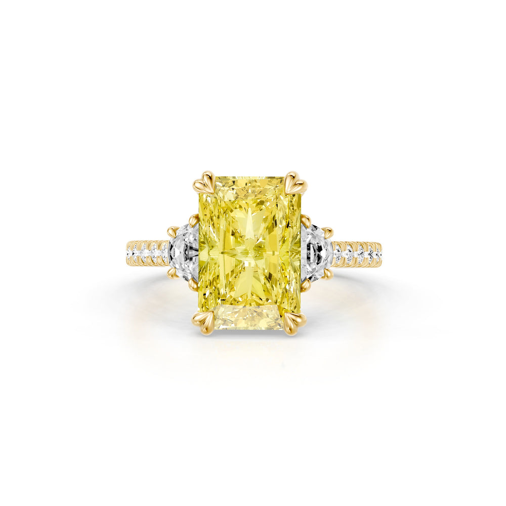 Elle Radiant Cut Yellow Lab Diamond Three Stone Engagement Ring image 1