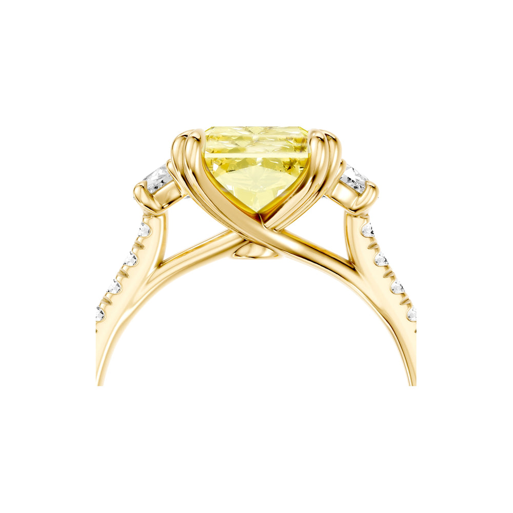 Elle Radiant Cut Yellow Lab Diamond Three Stone Engagement Ring image 5