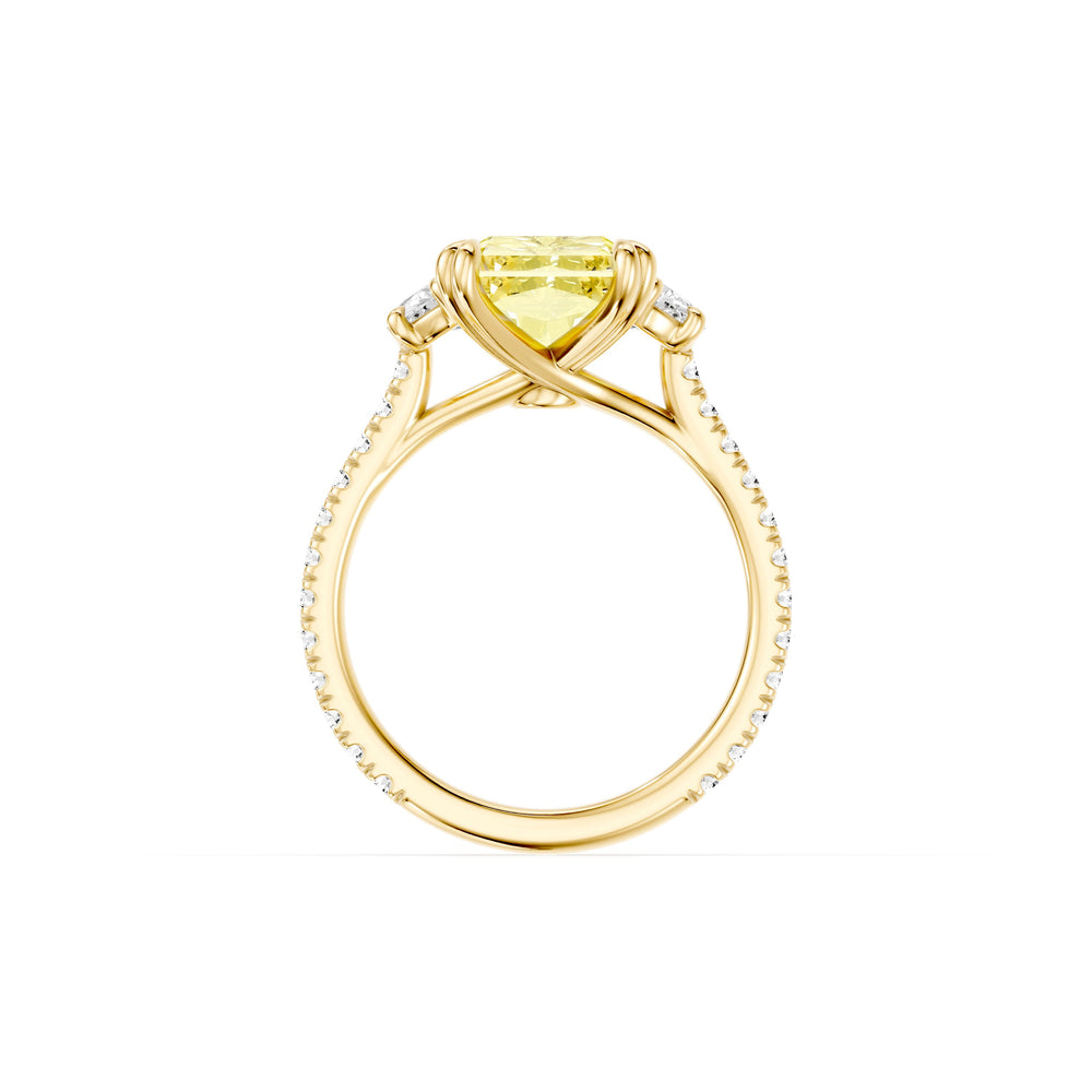 Elle Radiant Cut Yellow Lab Diamond Three Stone Engagement Ring image 4