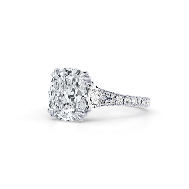 Jane Half Moon Three Stone Lab Diamond Engagement Ring - One Row Pavé image 122